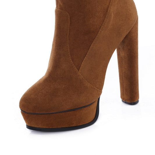 redwine genuine leather side lace-up thigh boots stiletto heels sexy autumn winter high booties - LiveTrendsX