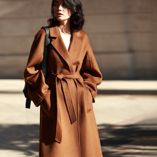 classic coat double-faced cashmere coat woolen coat female wavy cashmere coat winter coat women - LiveTrendsX