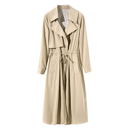 autumn new long popular waist tie thin women boutique female windbreaker - LiveTrendsX