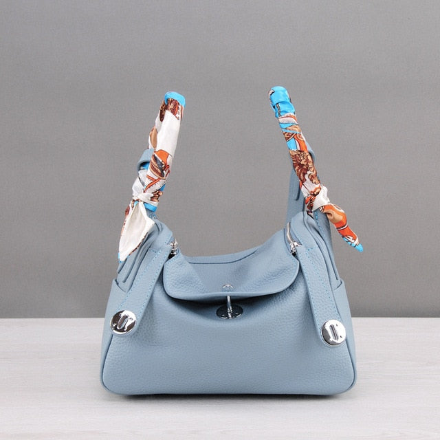 Classic cowhide genuine leather luxury brand style women handbag shoulder bags high quality bag - LiveTrendsX