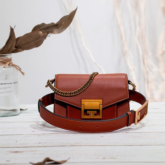 Fashion bag style women handbag luxury genuine leather flap cross body messenger bags lady Waist Packs - LiveTrendsX