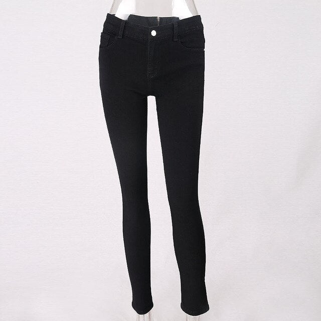 New Hot Sexy Back Zipper Long Jeans Women Basic Classic High Waist Skinny Pencil Blue Denim Pants Elastic Stretch Jeans - LiveTrendsX