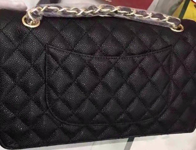 Luxury ladies handbag 2019 high quality leather caviar handbags famous designer gold chain silver chain female diagonal package - LiveTrendsX
