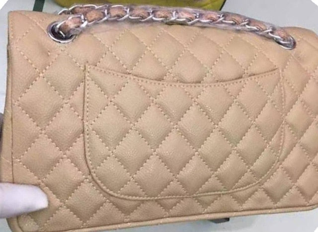 Luxury ladies handbag 2019 high quality leather caviar handbags famous designer gold chain silver chain female diagonal package - LiveTrendsX