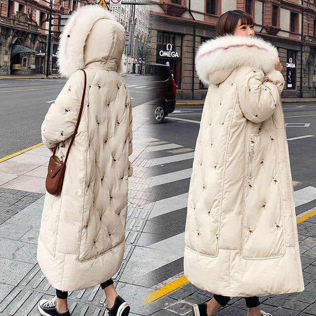 Fashion Women Warm Wool Hooded Long Coat Ladies Windproof  Fur Hooded Thicken Pocket Coats Parka Padded Jackets Winter Female - LiveTrendsX