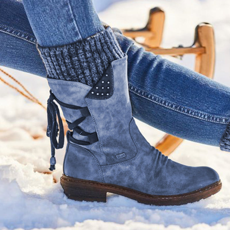 2020 Women Winter Mid-Calf Boots Flock Winter Shoes - LiveTrendsX