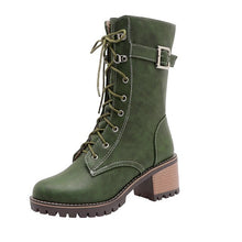Load image into Gallery viewer, Winter Waterproof Pu Mid Calf Boots Women Fashion Buckle High-top Platform - LiveTrendsX
