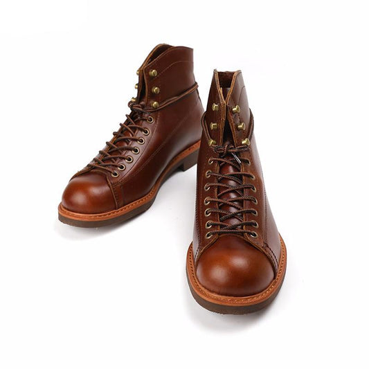 Spring New Top Quality Men Red Boots Fashion Genuine Leather Luxury Brand Wings Formal Ankle Boots Winter Motorcycle Boots - LiveTrendsX