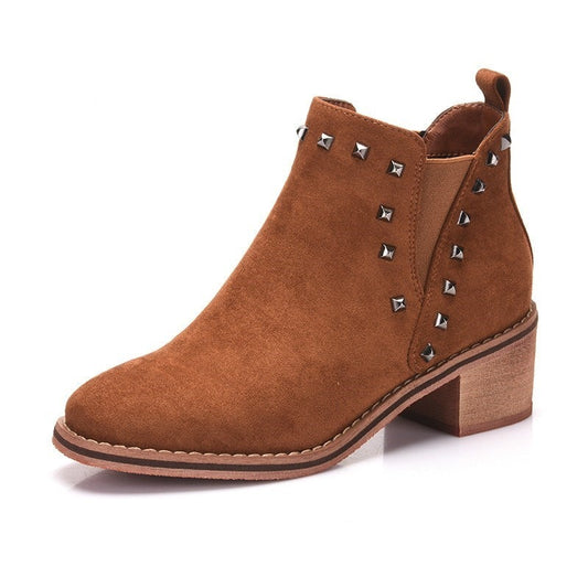 Women Ankle Boots Heels Shoes Fashion Rivet High Quality Boots - LiveTrendsX