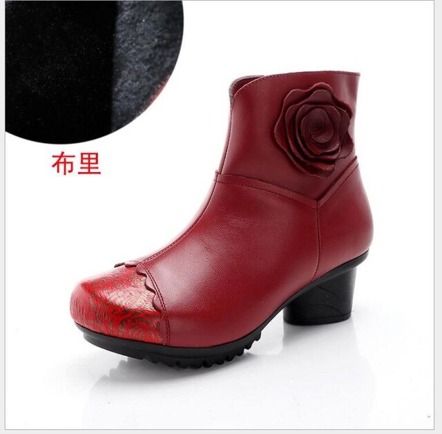 New Cow Leather Ankle Boots Handmade Lady Shoe Genuine Leather Winter Boots - LiveTrendsX