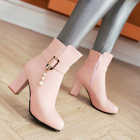 Spring Autumn Women Boots Casual Boots Shoes Women Solid Color High Heels - LiveTrendsX