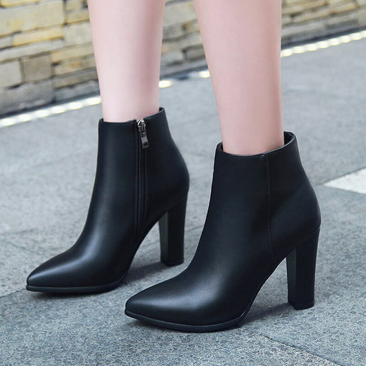 Fashion High Square Heels Ankle Boot Office Ladies Pumps Female Shoes - LiveTrendsX