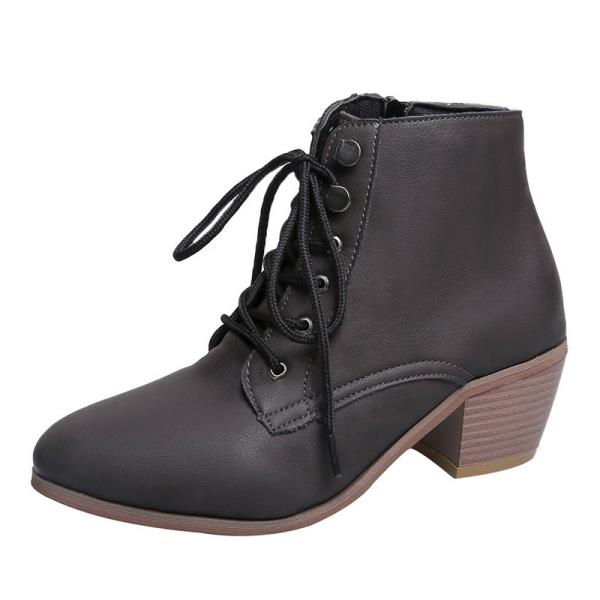 Lace Up Lady Boots Chunky Heel Australia Boots-women Round Toe Shoes - LiveTrendsX