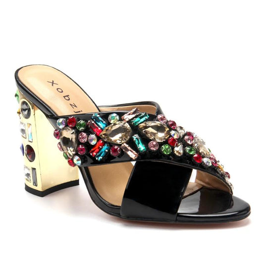 Slippers Women Shoes Summer High heels luxury Sandals  Brand Designer wedding Black Rhinestone Sandals open toe Shoes Woman - LiveTrendsX