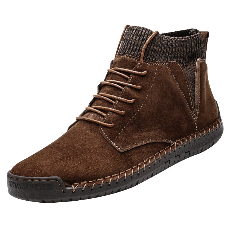 Men Ankle Boots Breathable Synthetic Suede Non-Slip Front Lace-Up - LiveTrendsX