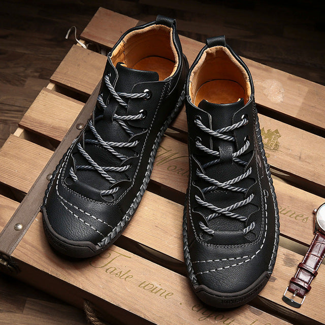 New Fashion PU Leather Autumn Casual Shoes Men Handmade - LiveTrendsX