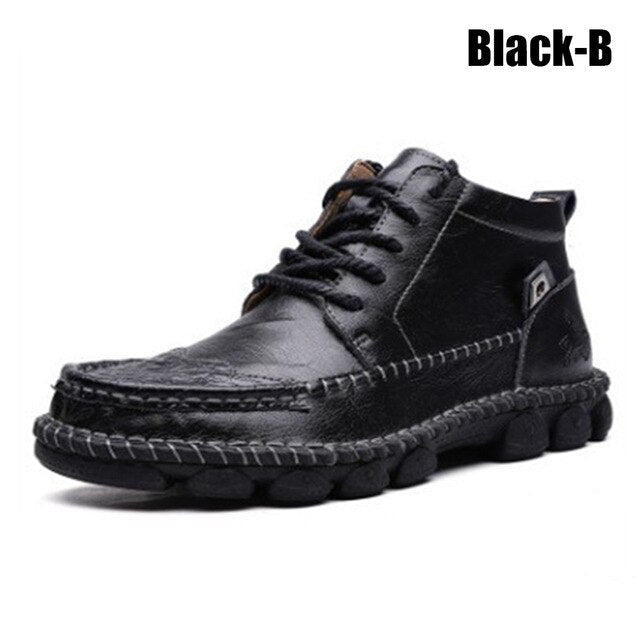 Fashion Mens PU Leather Shoes Casual Anti-Slip Vintage Boots - LiveTrendsX