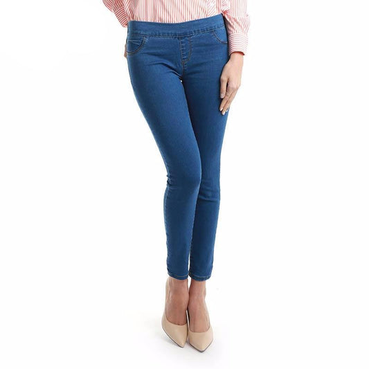 Autumn Winter minimalist Women Denim Skinny Stretch Fake Front Pocket Medium Waist Washed Blue Slim Elastic Lady Jeans - LiveTrendsX