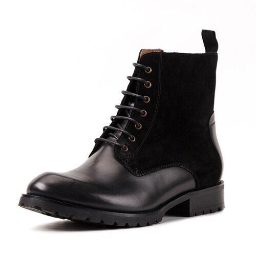 Genuine Leather Round Toe Men's Handmade Military Ankle Boots - LiveTrendsX