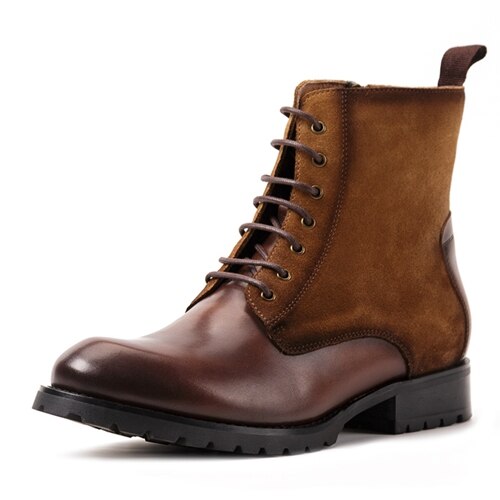 Genuine Leather Round Toe Men's Handmade Military Ankle Boots - LiveTrendsX