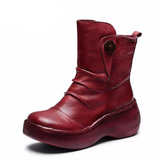 Autumn Wedges Boots Women Fashion Zipper PU Women's High Heel Platform Ankle Boots Sexy Solid Height Increasing Shoes Woman - LiveTrendsX