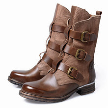 Load image into Gallery viewer, Punk Style Women Riding Boots Straps Buckle Genuine Leather High Boots Female Platform Shoes Woman Winter Autumn - LiveTrendsX
