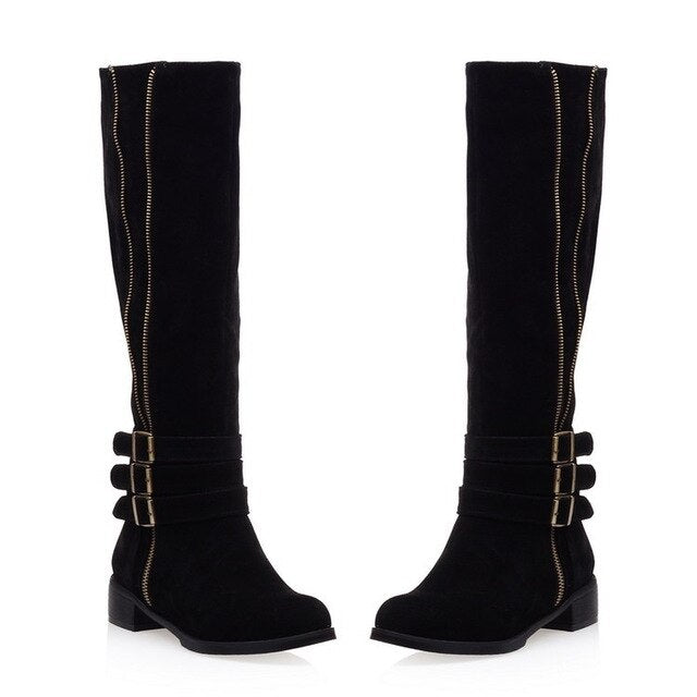 European foreign female leisure knee-high boots boots 924 students low to side with the size of the code - LiveTrendsX