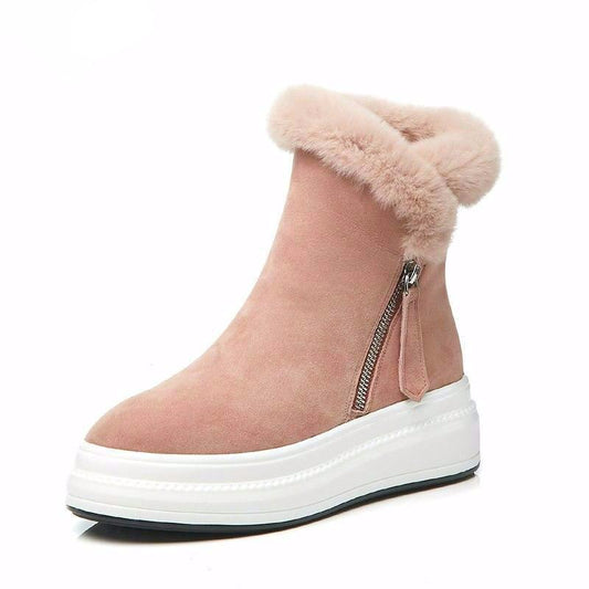 Genuin Leather Ankel Snow Boots Autumn Winter New Retro Female Casual Shoes - LiveTrendsX