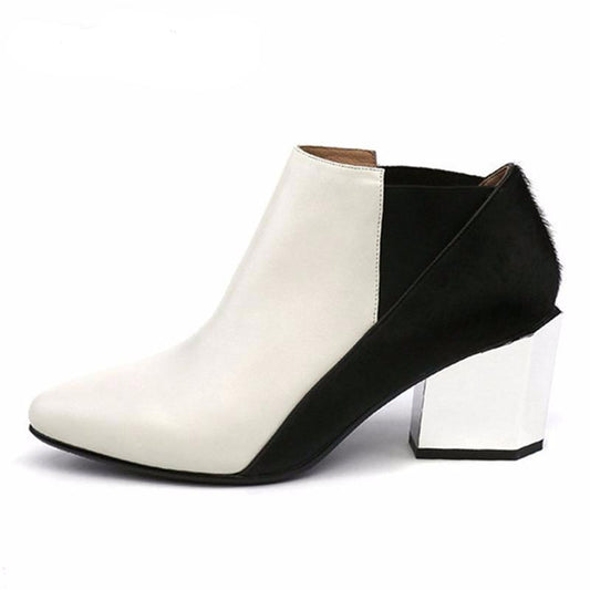 Women mixed color chelsea boots pointed toe ankle boots - LiveTrendsX