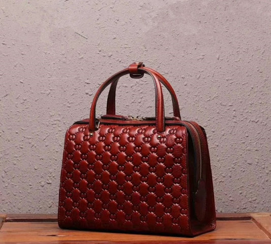 Women Genuine Leather bags 2019 New fashion luxury handbags women Embossed Flowers bag women leather shoulder handbags - LiveTrendsX