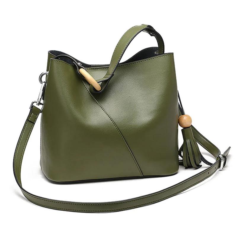 Designer Tassel Women Shoulder Bag 100% Real Leather Big Capacity Lady Crossbody Messenger Elegant Gift Handbag Green Black Red - LiveTrendsX