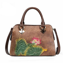 Load image into Gallery viewer, Fashion style  floral lady doctor Handbags genuine leather luxury designer single shoulder Bags - LiveTrendsX
