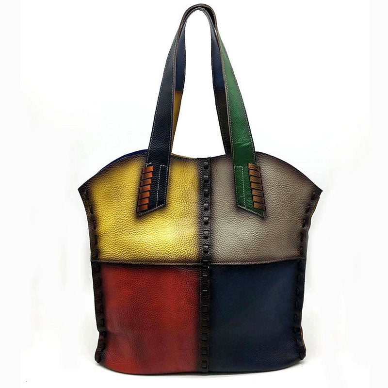 Random Color Vintage Genuine Leather Handbags Women Large Totes Female Bolsa Feminina Shoulder Bags Lady - LiveTrendsX