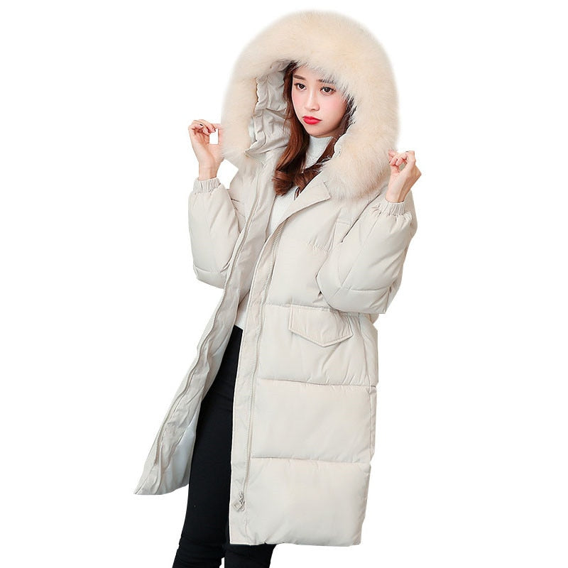 New Autumn winter Women parka Solid zipper Long sleeve Hooded Medium length Thick Outwear Coat Jacket  Fashion Cotton - LiveTrendsX