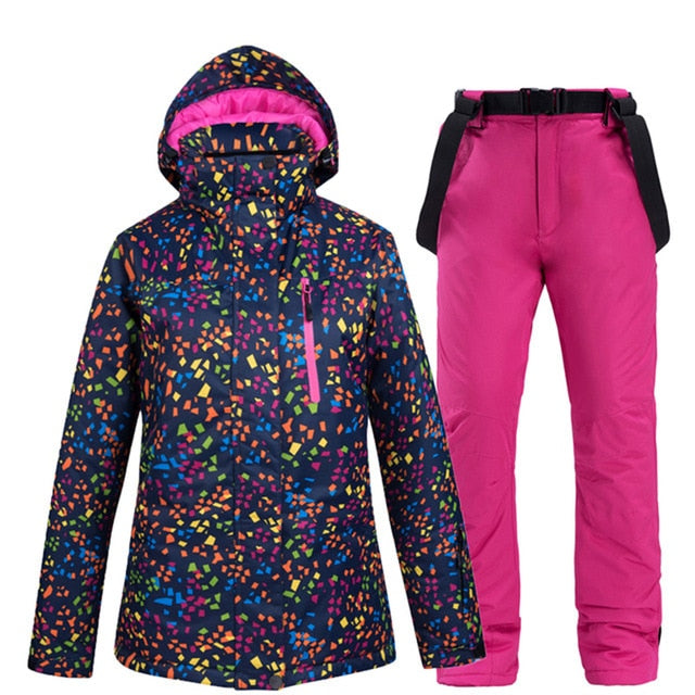 Winter Women Ski Suit Ski Jacket and Pants for Women Warm Waterproof Windproof Skiing and Snowboarding Suits Female Ski Coat - LiveTrendsX