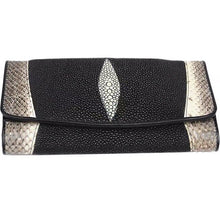 Load image into Gallery viewer, Authentic Real Stingray Leather Lady Long Wallet Large Card Holders Genuine Python Snakeskin Women Clutch Purse Female Money Bag - LiveTrendsX
