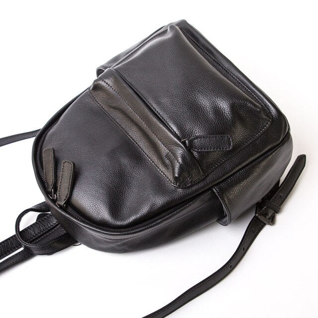 Full cowhide backpack female Korean fashion handmade leather new college wind wild shoulder bag - LiveTrendsX