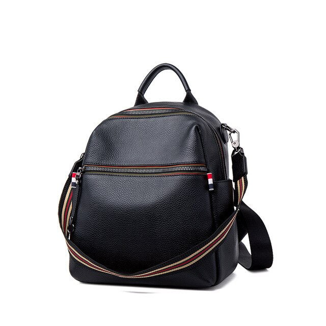 Genuine Leather Backpacks Women Luxury Soft Real Cow Leather Backpack for Girls Green Fashion Female Designer Back - LiveTrendsX