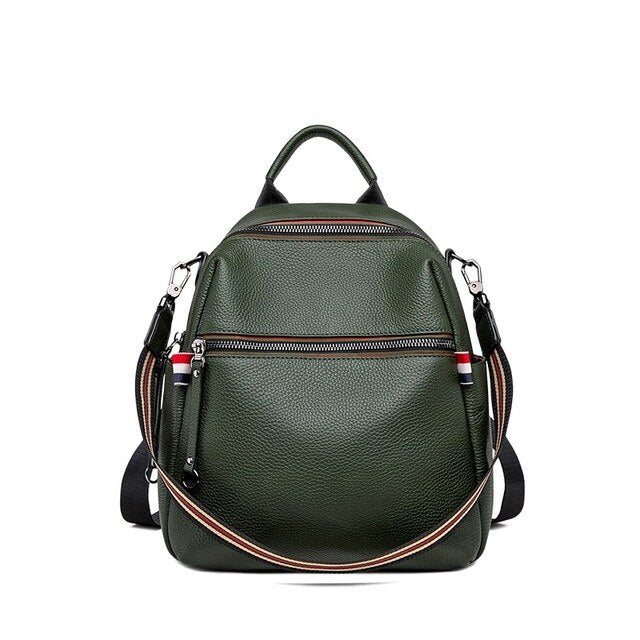 Genuine Leather Backpacks Women Luxury Soft Real Cow Leather Backpack for Girls Green Fashion Female Designer Back - LiveTrendsX