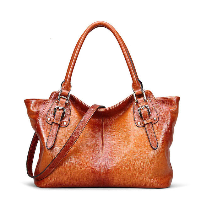 Women Vintage Handbags Genuine Leather Shoulder Bag European And American Large Capacity Casual Handbag Tote Bags - LiveTrendsX