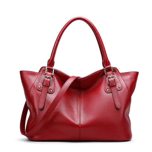 Women Vintage Handbags Genuine Leather Shoulder Bag European And American Large Capacity Casual Handbag Tote Bags - LiveTrendsX