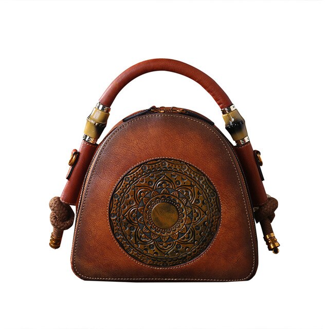 New Vintage Vegatable Tanned Brown Grey Red Genuine Leather Shell Small Women Handbags Girl Shoulder Messenger Bags M3217 - LiveTrendsX