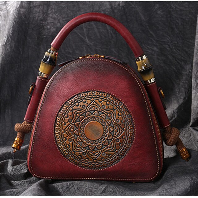 New Vintage Vegatable Tanned Brown Grey Red Genuine Leather Shell Small Women Handbags Girl Shoulder Messenger Bags M3217 - LiveTrendsX
