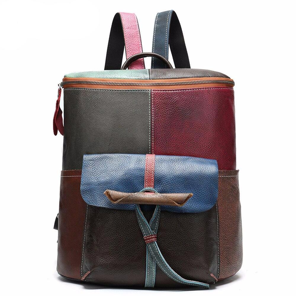 Retro-coloured Leather Shoulder Bag fashion personality lady backpack multi-function - LiveTrendsX