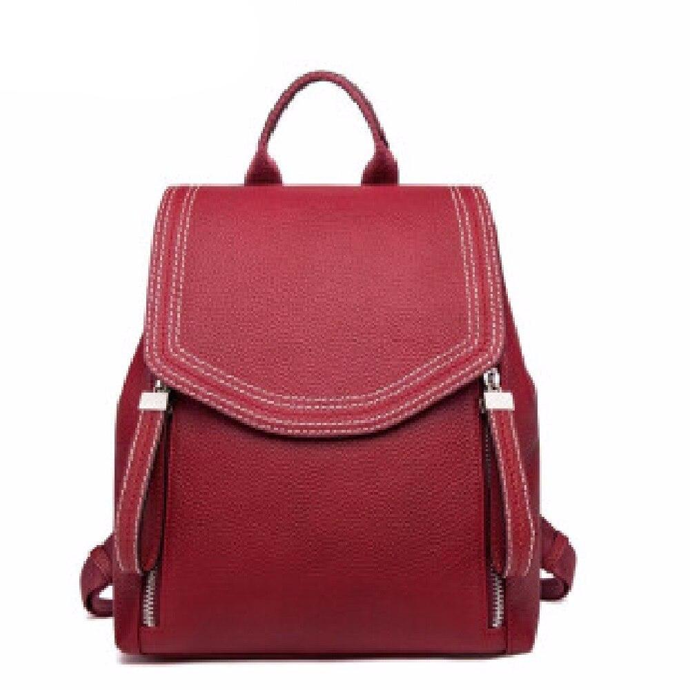 NEW Real Skin Leather Backpack Red Genuine Leather Backpacks Designed School Bag Travel Tote Bag  Big Sales - LiveTrendsX