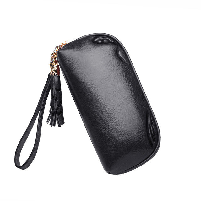 Zipper genuine leather Women clutch bag fashion female large capacity mobile phone handbag ladies card holder long wallets - LiveTrendsX