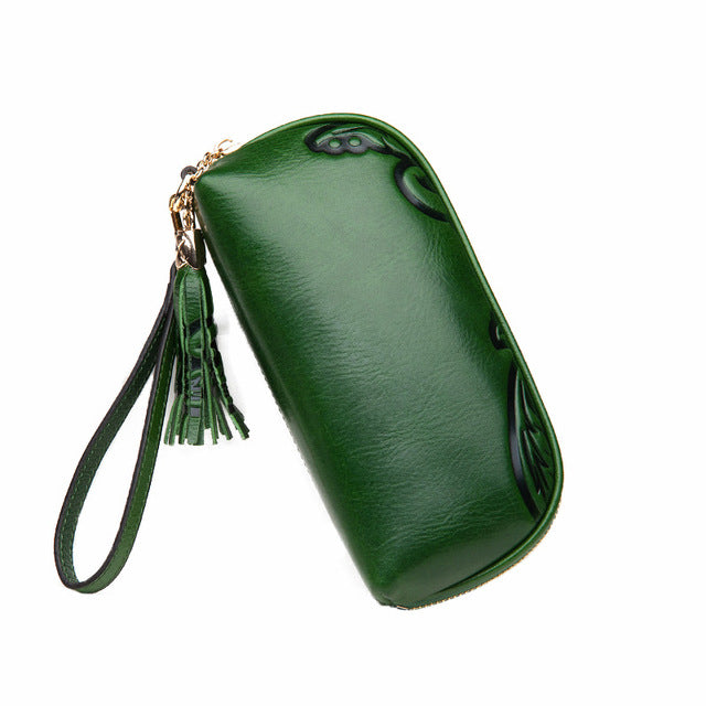 Zipper genuine leather Women clutch bag fashion female large capacity mobile phone handbag ladies card holder long wallets - LiveTrendsX