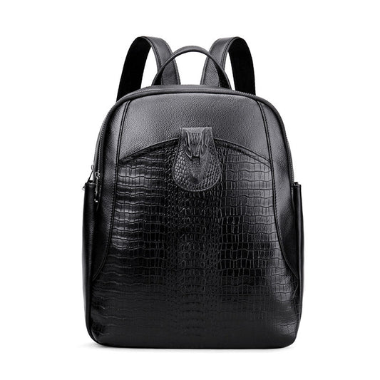 High Quality Fashion Black Genuine Leather Women Backpacks For Girl Real Skin Female Lady Travel Bags M6635 - LiveTrendsX