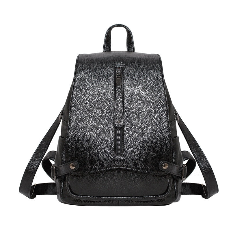 New European and American fashion anti-theft leather women's shoulder bag simple hundred leather travel backpack wholesale - LiveTrendsX