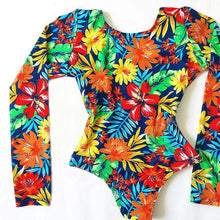 Load image into Gallery viewer, Long Sleeves Women One Piece Swimsuit Floral Swimwear Tropical Printed Monokini Backless Flamingo Bathing Suit Bodysuit Bain - LiveTrendsX
